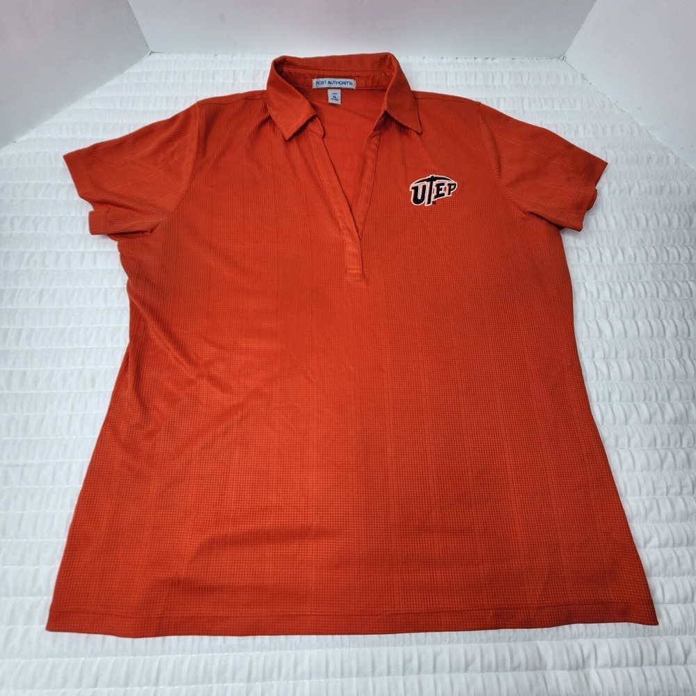 UTEP Miners Polo Golf Shirt Women XL Orange University Of TX El Paso Port Auth